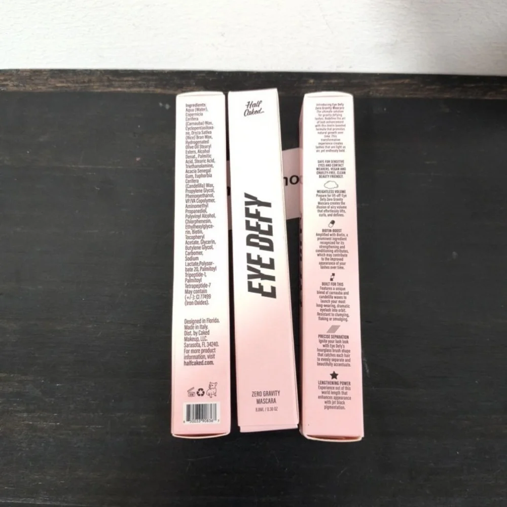 Half Caked Eye Defy ZERO Gravity Mascara, BLACK (8.8mL/0.30oz) x3 boxes